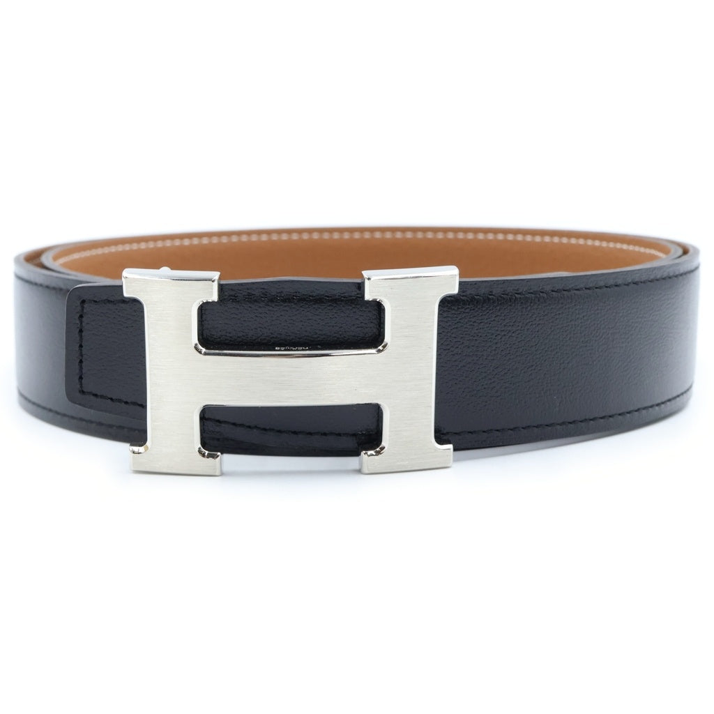 HERMES(エルメス) コンスタンス Hナックル リバーシブル レザーベルト G刻印 ブラック/ブラウン レディース