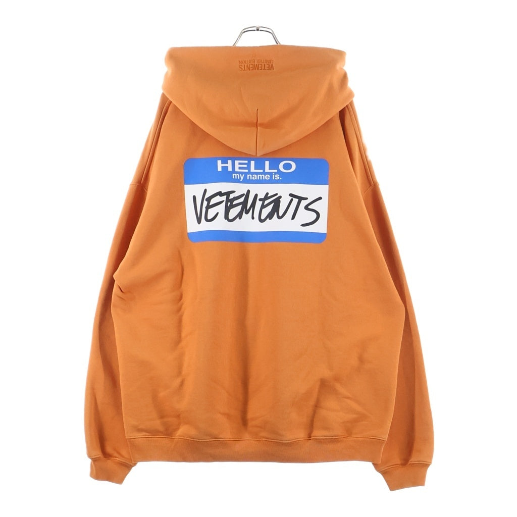VETEMENTS(ヴェトモン) MY NAME IS OVERSIZED HOODIE UA52TR710X マイネームイズ オーバーサイズド フーディー スウェット プルオーバーパーカー フーディ オレンジ