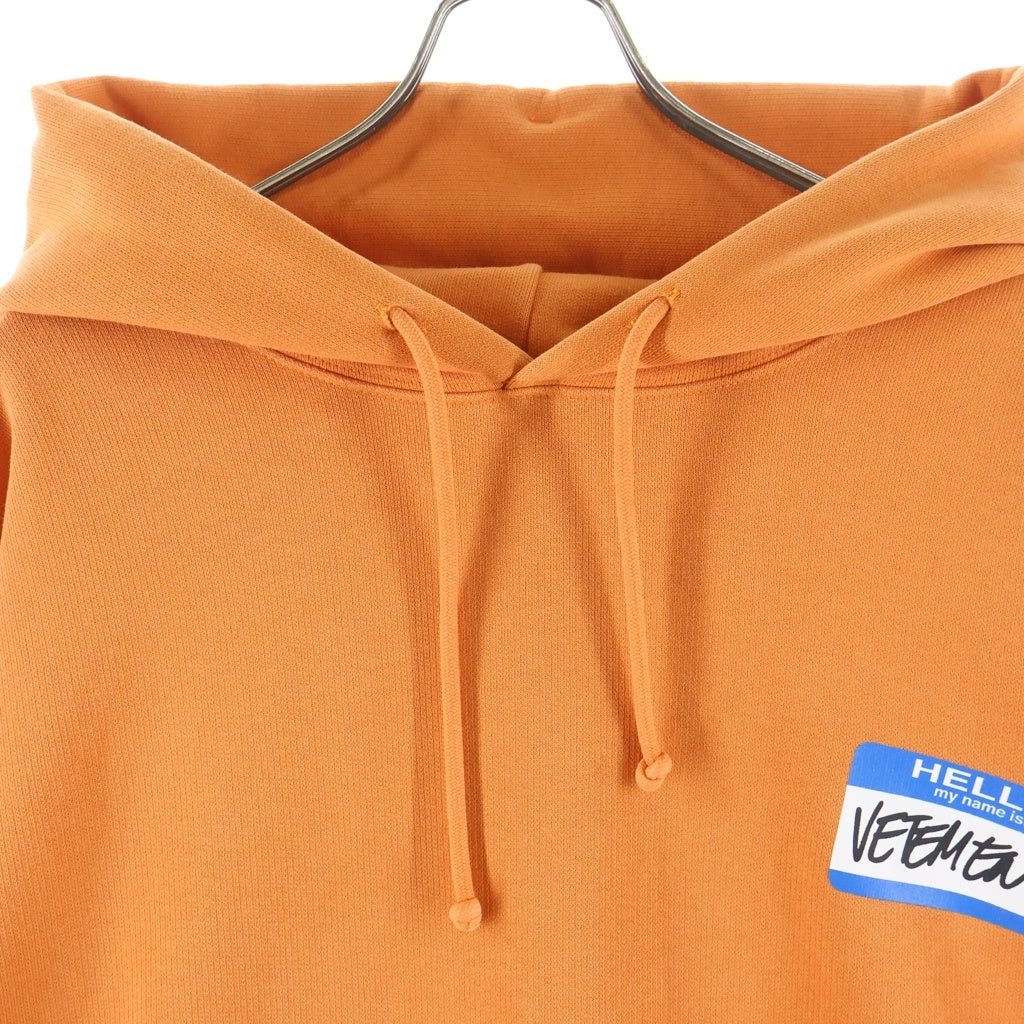 VETEMENTS(ヴェトモン) MY NAME IS OVERSIZED HOODIE UA52TR710X マイネームイズ オーバーサイズド フーディー スウェット プルオーバーパーカー フーディ オレンジ
