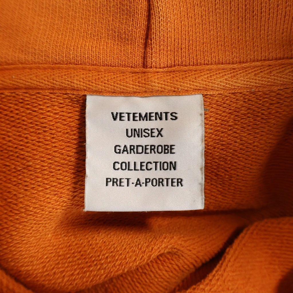 VETEMENTS(ヴェトモン) MY NAME IS OVERSIZED HOODIE UA52TR710X マイネームイズ オーバーサイズド フーディー スウェット プルオーバーパーカー フーディ オレンジ