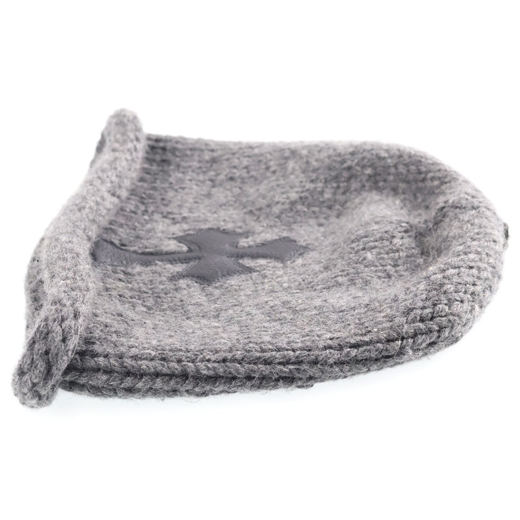 CHROME HEARTS(クロムハーツ) BEANIE CASH CROSS PATCH クロスパッチ付き カシミア ニットビーニー 帽子 グレー