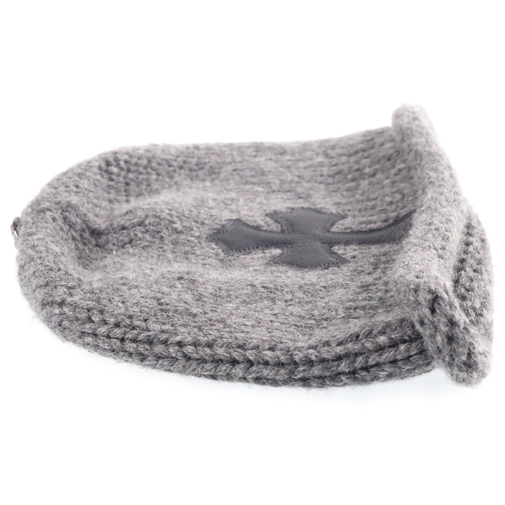 CHROME HEARTS(クロムハーツ) BEANIE CASH CROSS PATCH クロスパッチ付き カシミア ニットビーニー 帽子 グレー