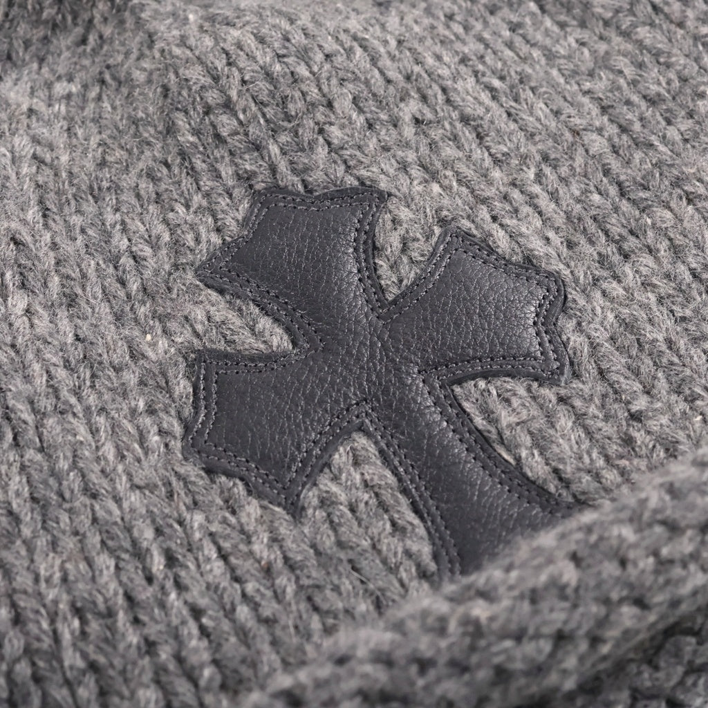 CHROME HEARTS(クロムハーツ) BEANIE CASH CROSS PATCH クロスパッチ付き カシミア ニットビーニー 帽子 グレー
