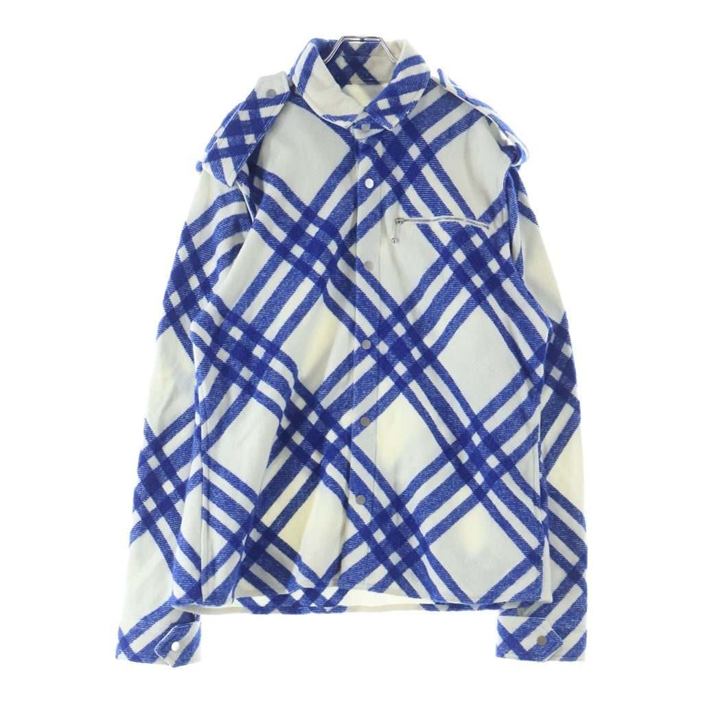 BURBERRY(バーバリー) WOOL PLAID PRINT SHIRT オーバーサイズ 長袖チェックウールシャツ ホワイト/ブルー 8078865