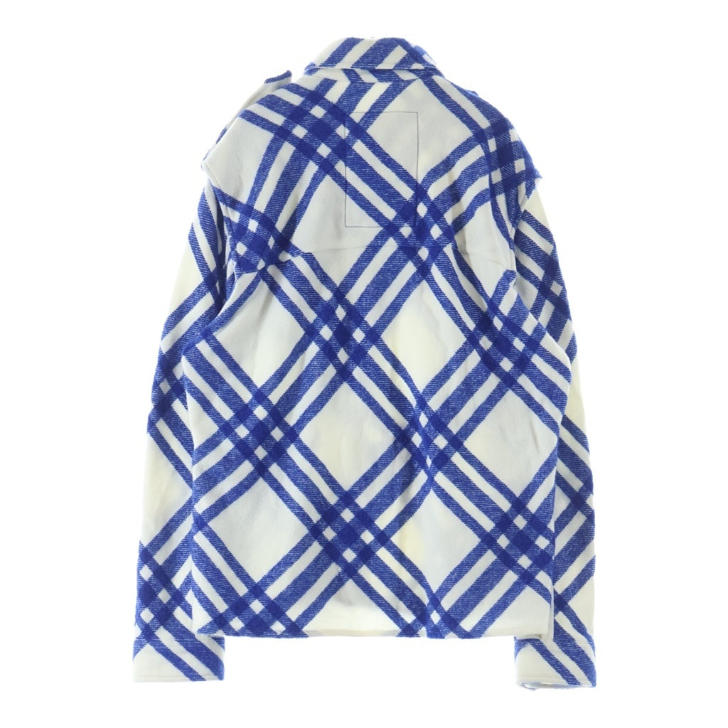 BURBERRY(バーバリー) WOOL PLAID PRINT SHIRT オーバーサイズ 長袖チェックウールシャツ ホワイト/ブルー 8078865