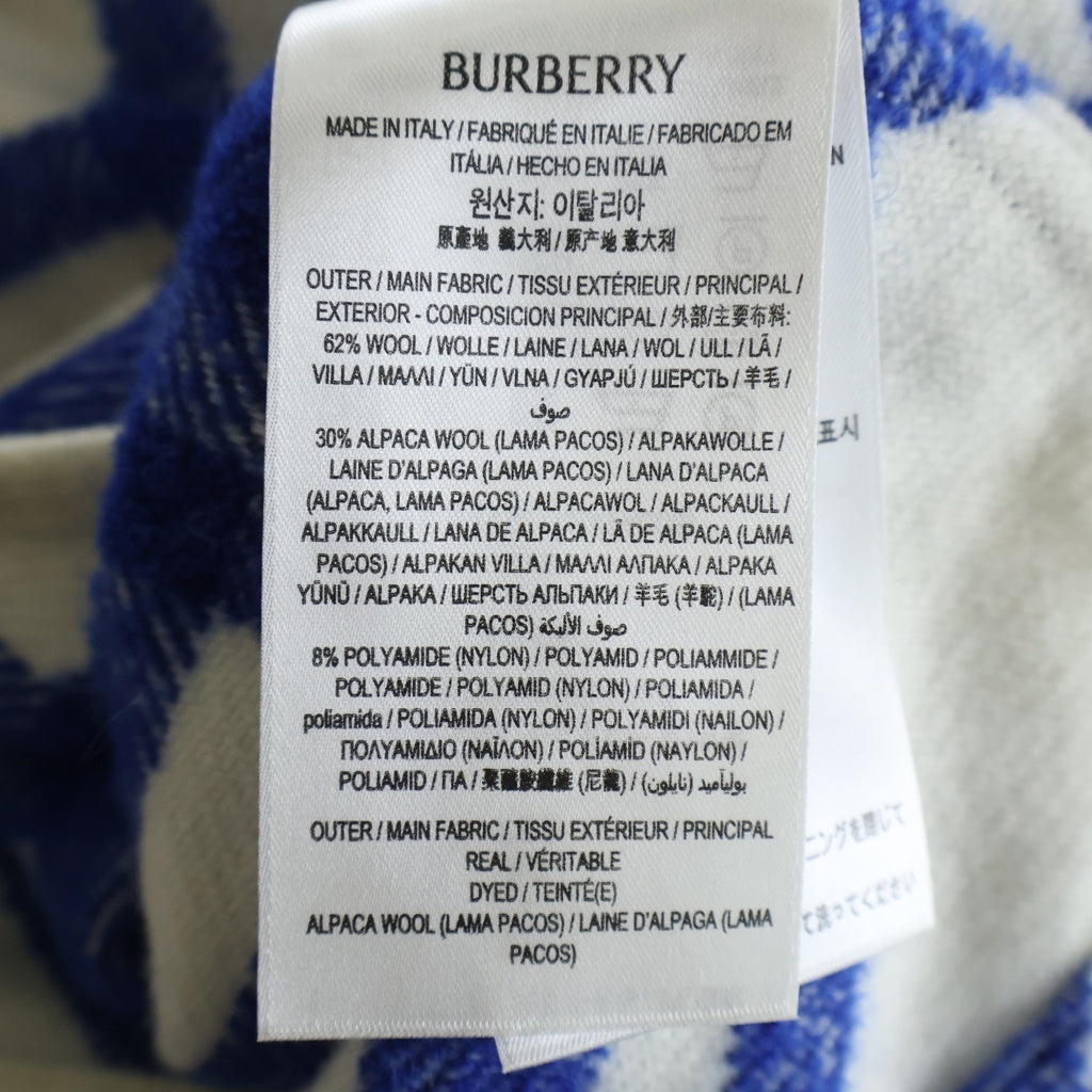 BURBERRY(バーバリー) WOOL PLAID PRINT SHIRT オーバーサイズ 長袖チェックウールシャツ ホワイト/ブルー 8078865