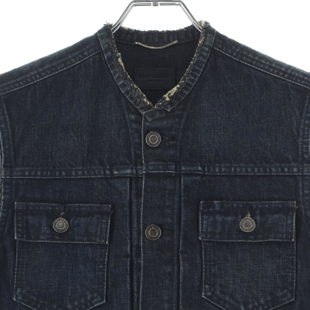 SAINT LAURENT PARIS(サンローランパリ) 12AW DENIM VEST エディ期 4ポケット ノーカラーデニムベスト ブラック 315424