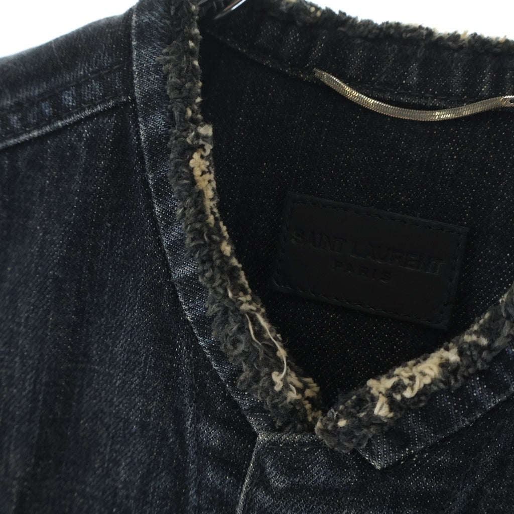 SAINT LAURENT PARIS(サンローランパリ) 12AW DENIM VEST エディ期 4ポケット ノーカラーデニムベスト ブラック 315424