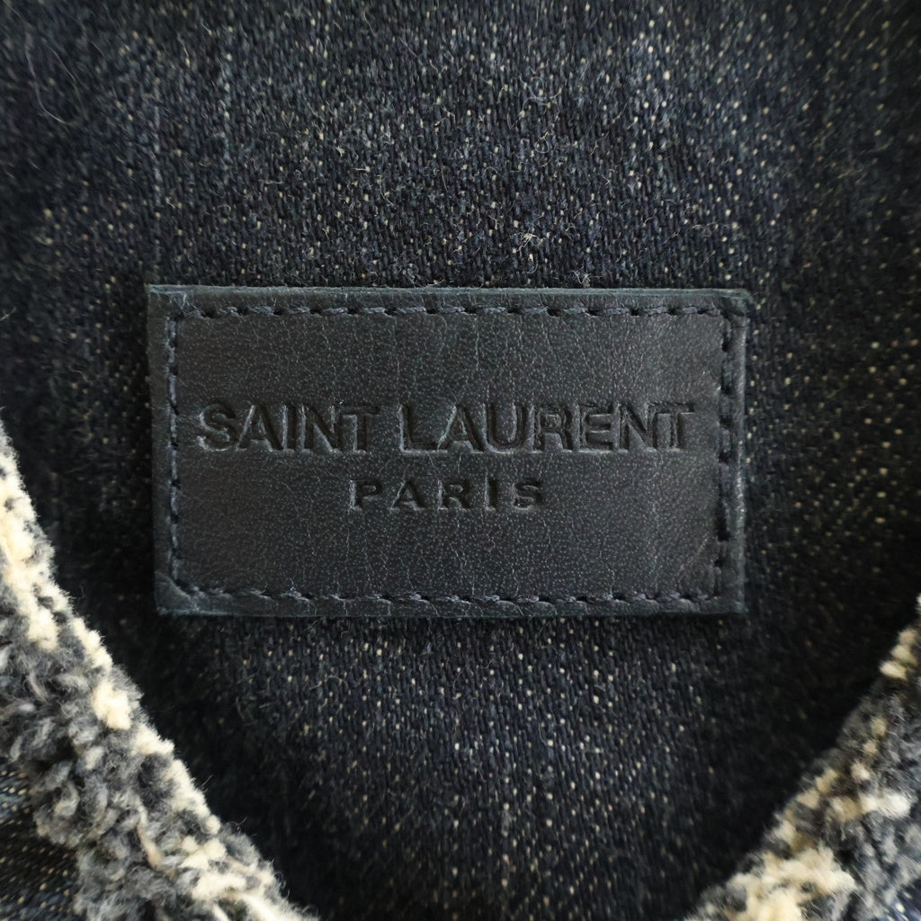SAINT LAURENT PARIS(サンローランパリ) 12AW DENIM VEST エディ期 4ポケット ノーカラーデニムベスト ブラック 315424