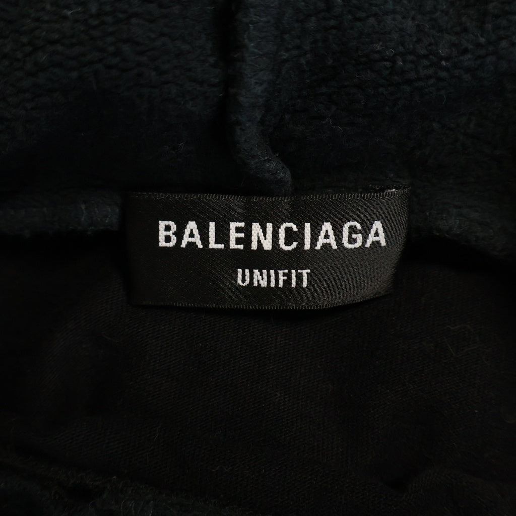 BALENCIAGA(バレンシアガ) 21SS フロントグラフィックロゴ オーバーサイズ レイヤードプルオーバーパーカー フーディ ブラック 681029