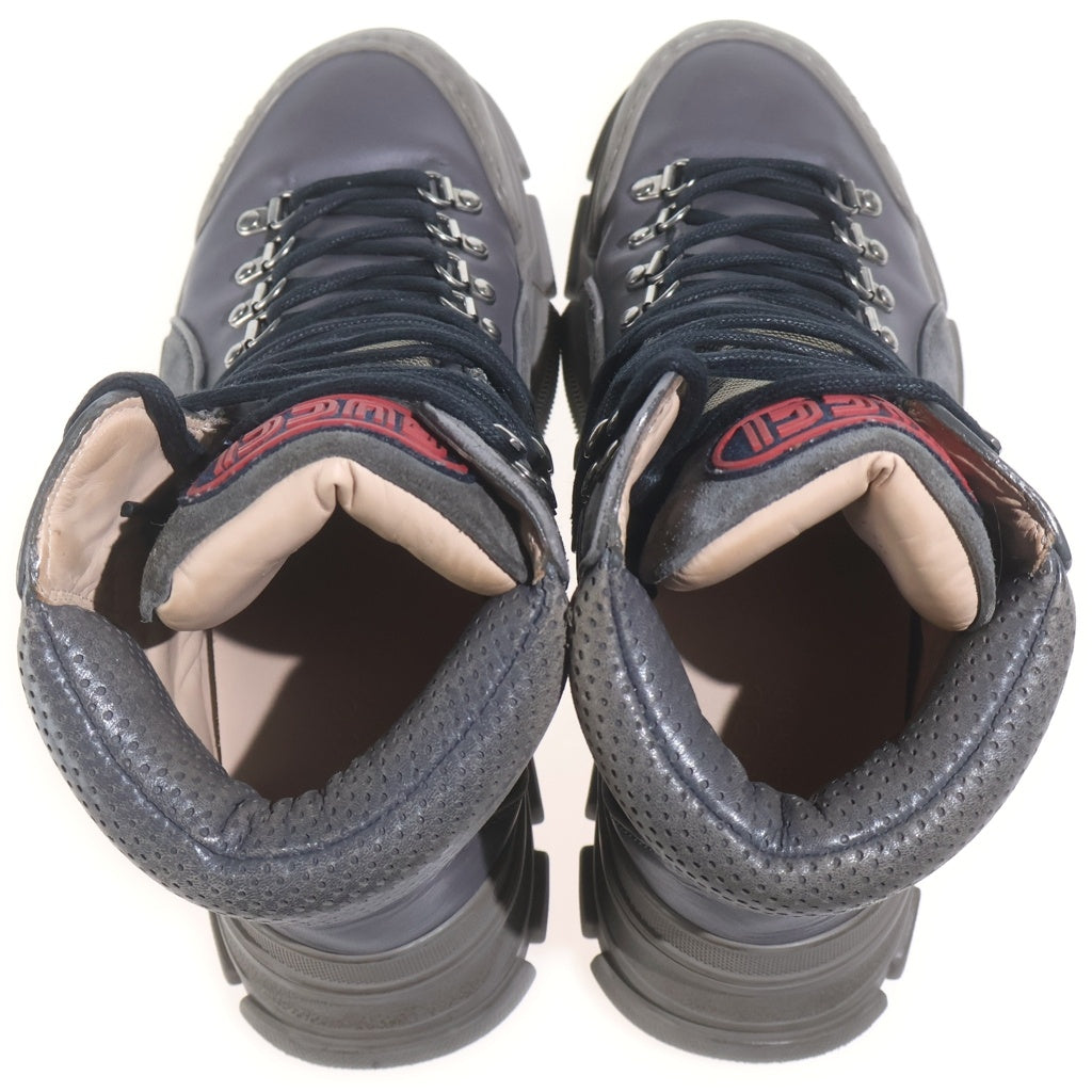 GUCCI(グッチ) フラッシュトレックGGキャバス ハイカットスニーカー トレッキングブーツ ブラウン 521679