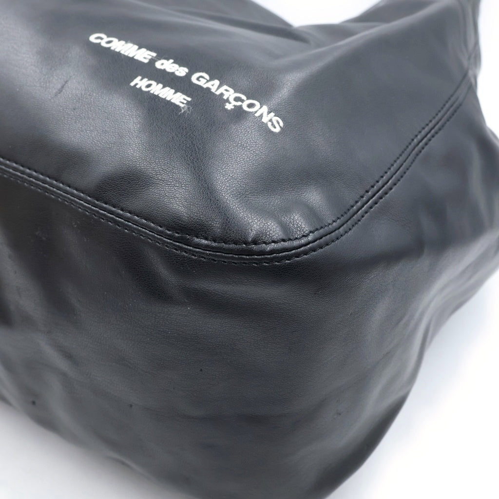 COMME des GARCONS HOMME(コムデギャルソンオム) 24AW Synthetic Leather Bag シンセティックレザー ロゴ刺繍 ショルダーバッグ ブラック HN-K 204 レディース