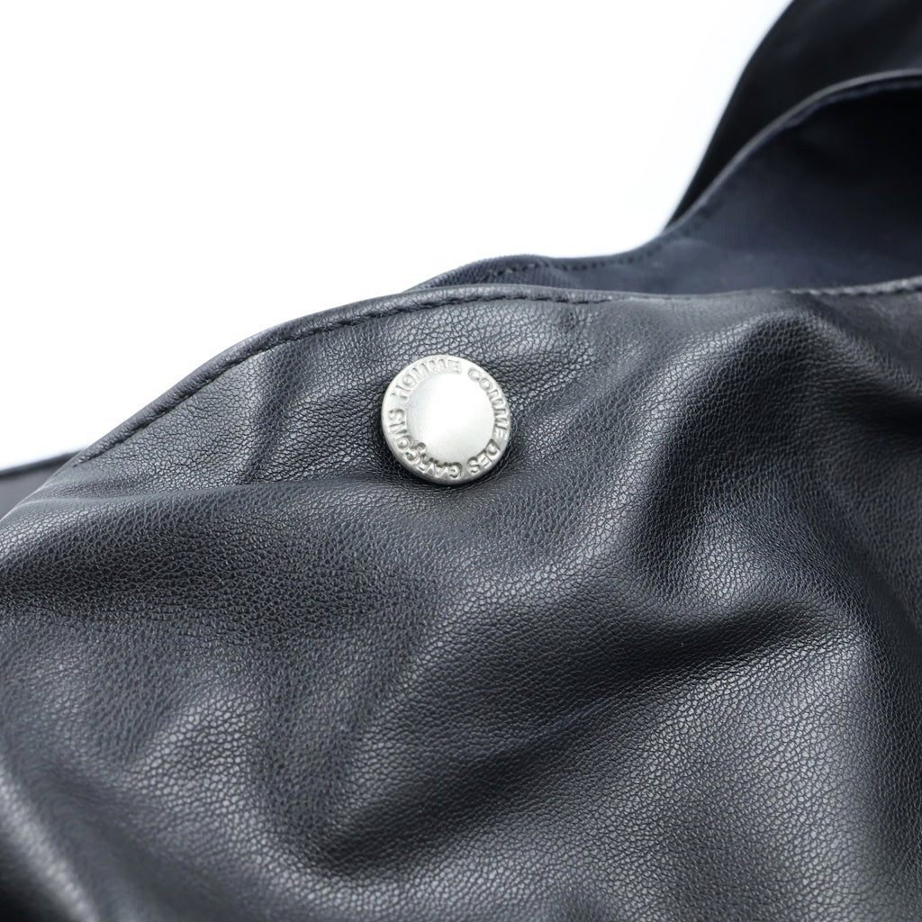 COMME des GARCONS HOMME(コムデギャルソンオム) 24AW Synthetic Leather Bag シンセティックレザー ロゴ刺繍 ショルダーバッグ ブラック HN-K 204 レディース