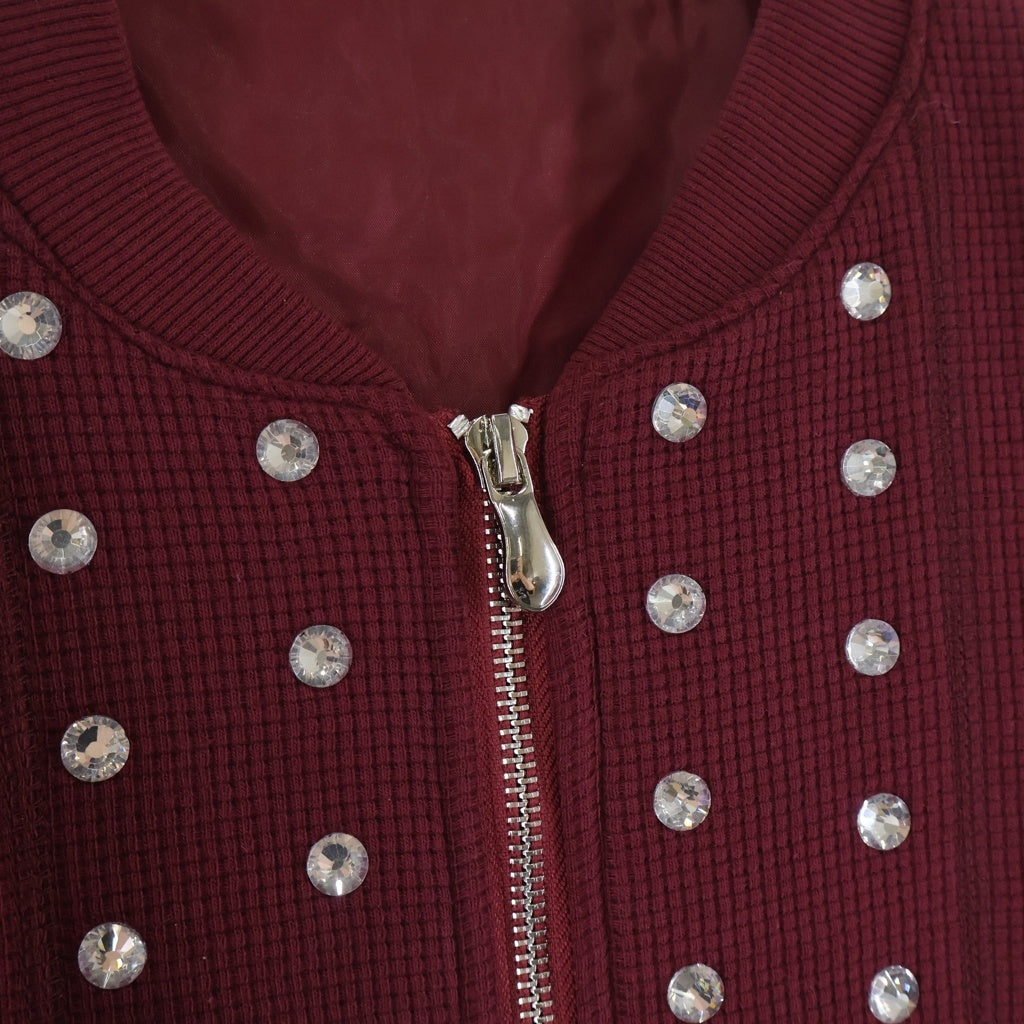 NO BRAND(ノーブランド) THE Edge of Earth BARILOUCHE QUILTED JACKET バリルーシュ キルティング ジャケット ラインストーン ブルゾンジャケット レッド
