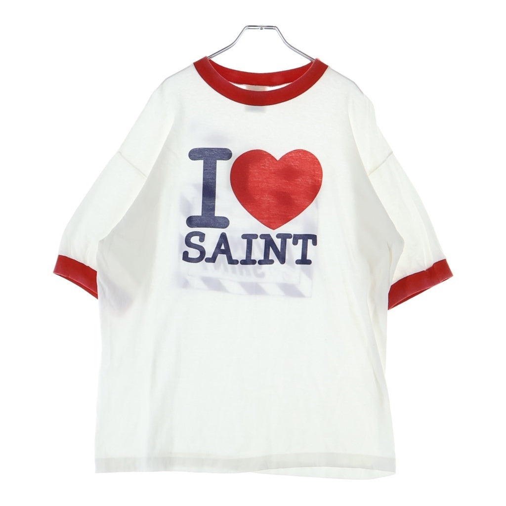 SAINT MICHAEL(セントマイケル) 26SS I LOVE SAINT アイラブセント クルーネック半袖リンガーTシャツカットソー ホワイト SM-MK8-0000-018