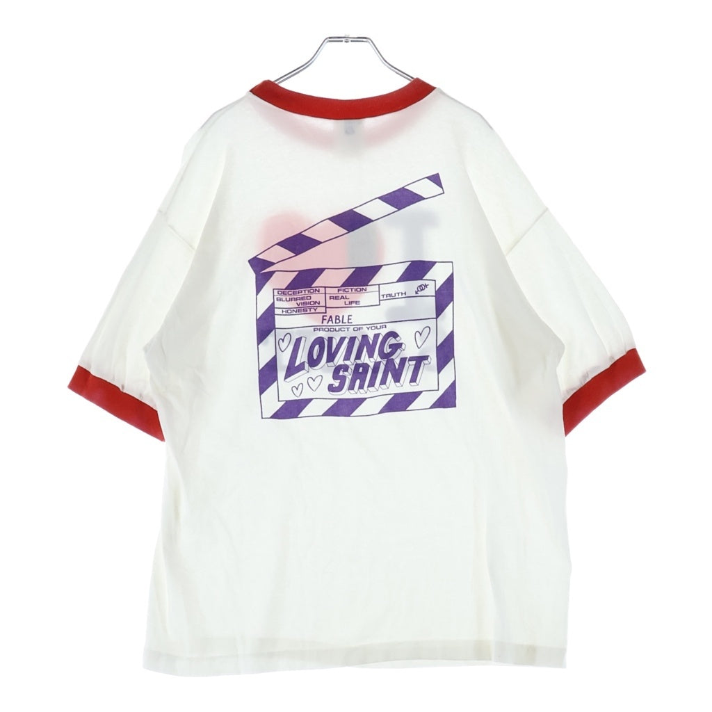 SAINT MICHAEL(セントマイケル) 26SS I LOVE SAINT アイラブセント クルーネック半袖リンガーTシャツカットソー ホワイト SM-MK8-0000-018
