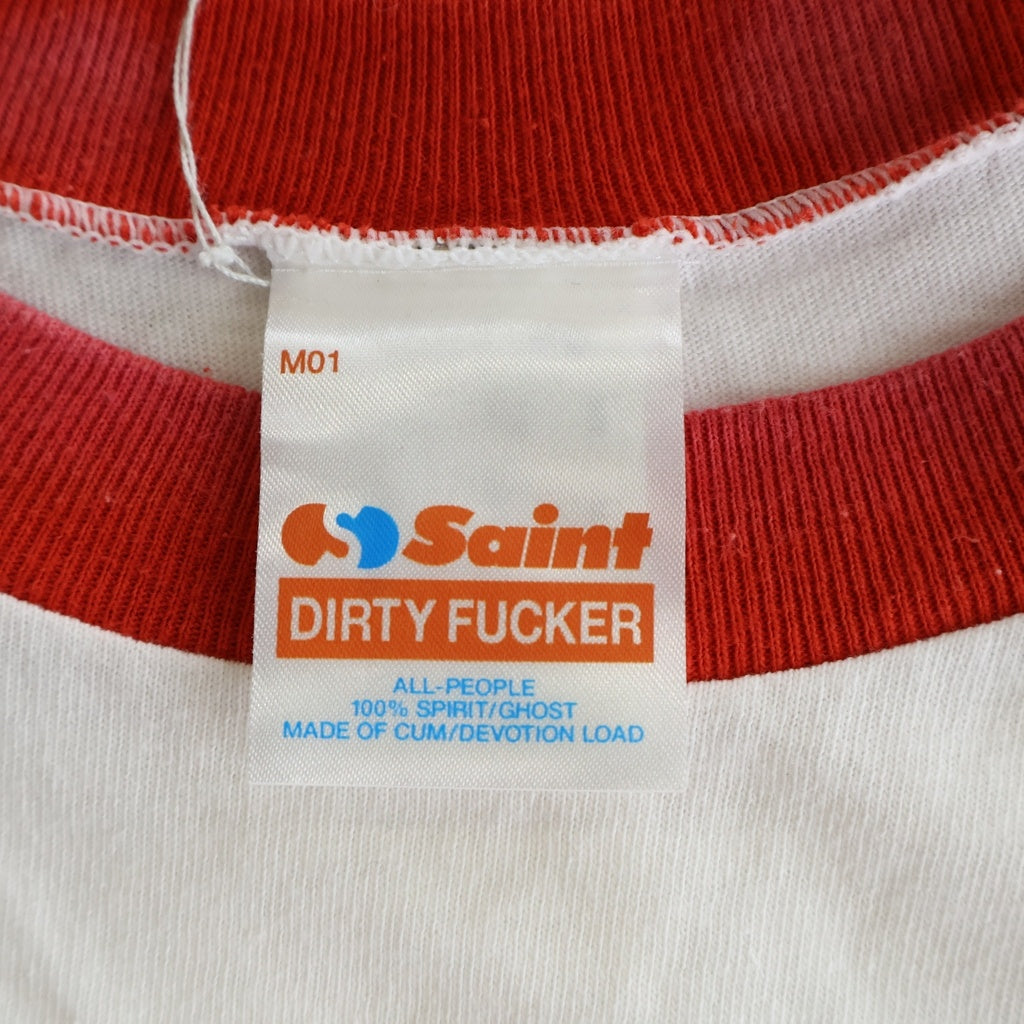 SAINT MICHAEL(セントマイケル) 26SS I LOVE SAINT アイラブセント クルーネック半袖リンガーTシャツカットソー ホワイト SM-MK8-0000-018