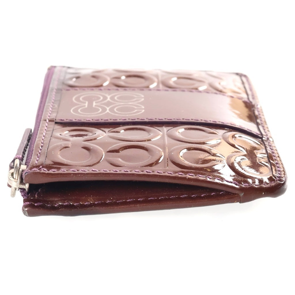 COACH(コーチ) エナメル カードケース コインケース キーホルダー ブラウン レディース