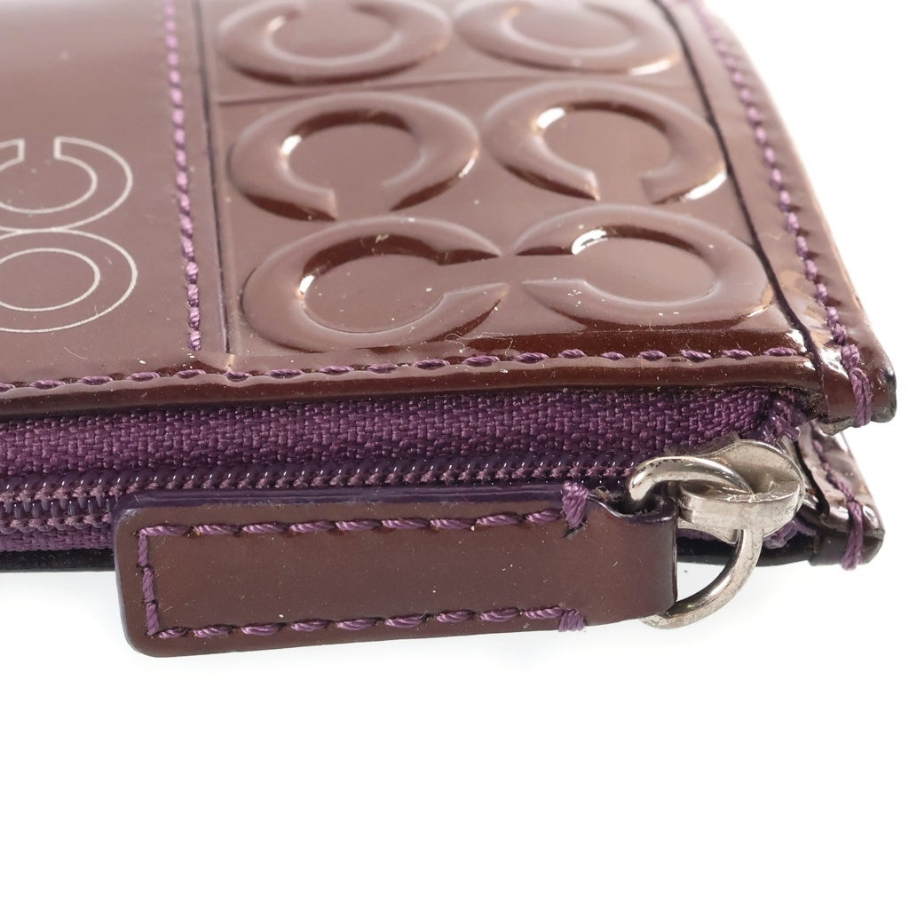 COACH(コーチ) エナメル カードケース コインケース キーホルダー ブラウン レディース