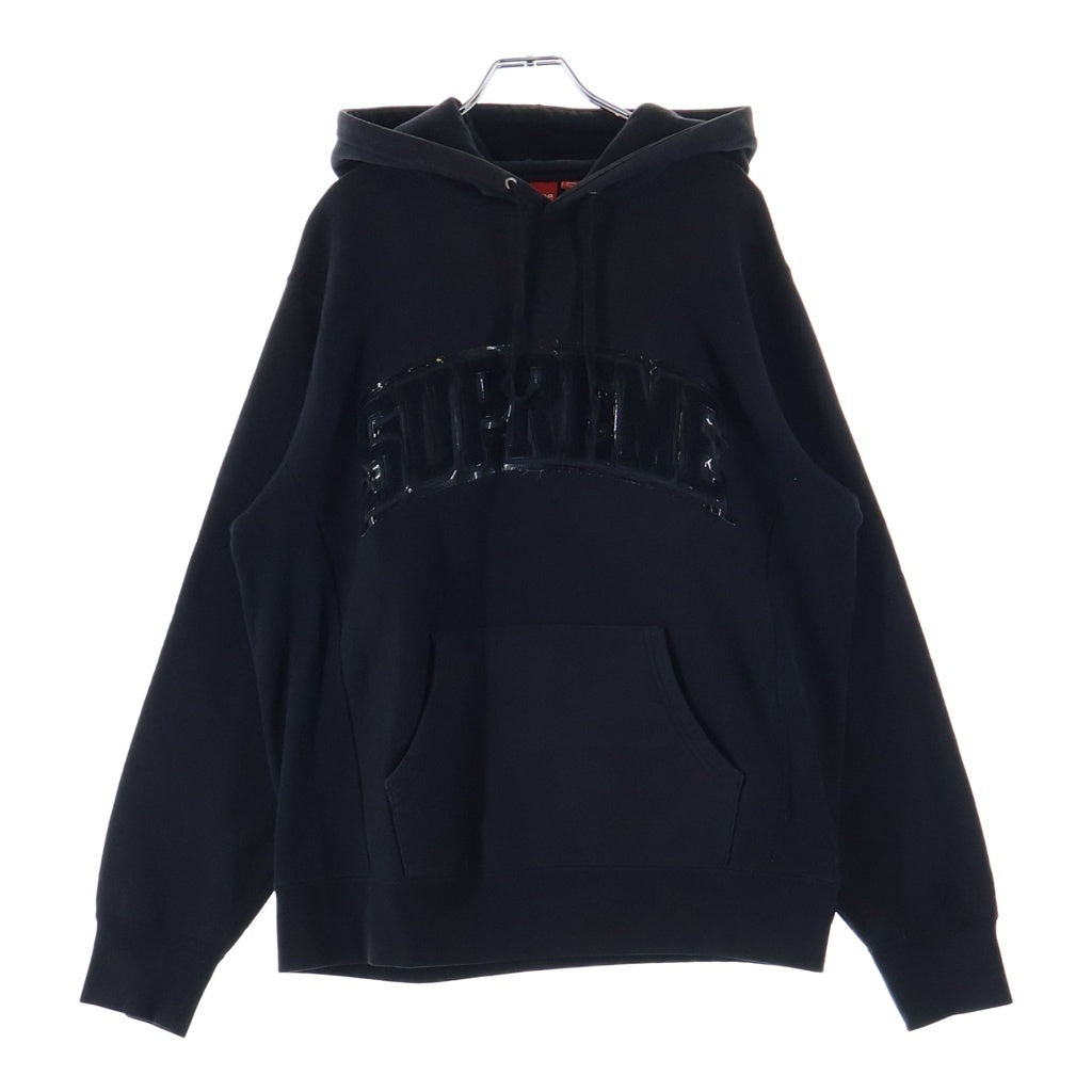 SUPREME(シュプリーム) 17AW Patent Chenille Arc Logo Hooded Sweatshirt パテント シェニール アーチロゴ フーデッド プルオーバー長袖スウェットパーカー フーディ ブラック -