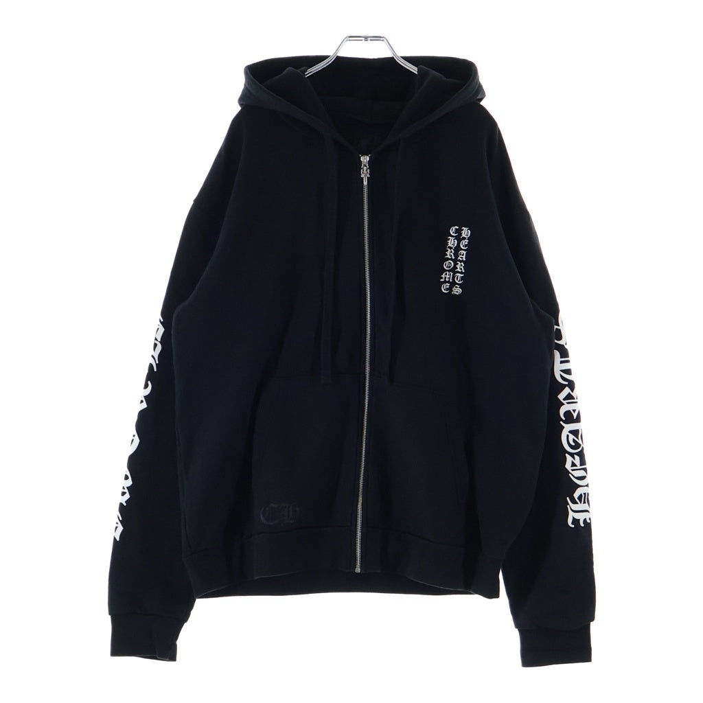 CHROME HEARTS(クロムハーツ) SWTSHRT HD ZIP アームロゴプリントジップアップパーカー フーディ ブラック