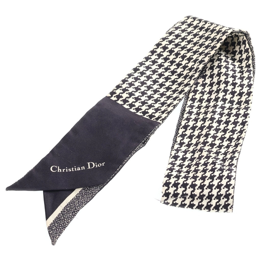 Christian Dior(クリスチャンディオール) 30 Montaigne ミッツァ 千鳥柄 スカーフ ツイリー ネイビー レディース