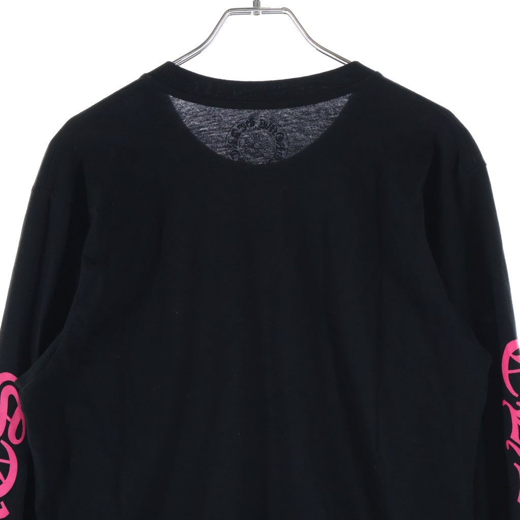 CHROME HEARTS(クロムハーツ) Neck Logo Long Sleeve Tee イングリッシュネックロゴ長袖Tシャツ カットソー ブラック/ピンク