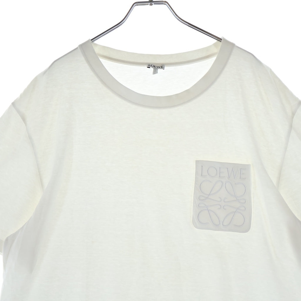 LOEWE(ロエベ) Relaxed Fit リラックスフィット 胸ポケットアナグラム刺繍 クルーネック半袖Tシャツカットソー ホワイト H526Y22XBC