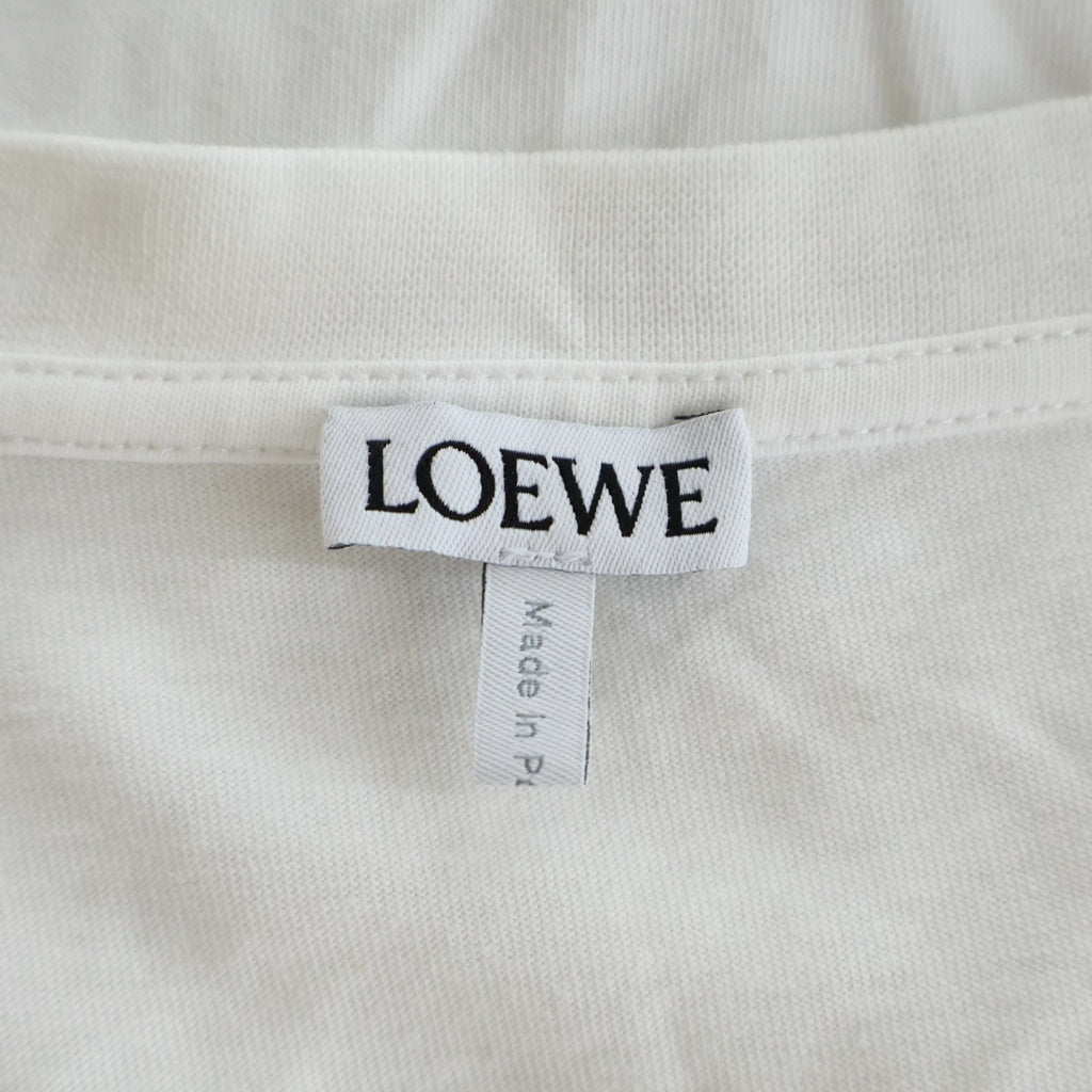 LOEWE(ロエベ) Relaxed Fit リラックスフィット 胸ポケットアナグラム刺繍 クルーネック半袖Tシャツカットソー ホワイト H526Y22XBC