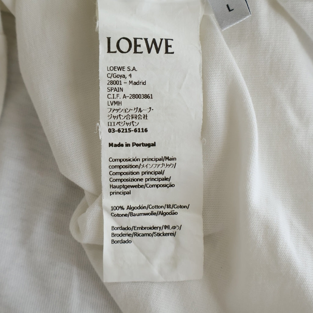 LOEWE(ロエベ) Relaxed Fit リラックスフィット 胸ポケットアナグラム刺繍 クルーネック半袖Tシャツカットソー ホワイト H526Y22XBC