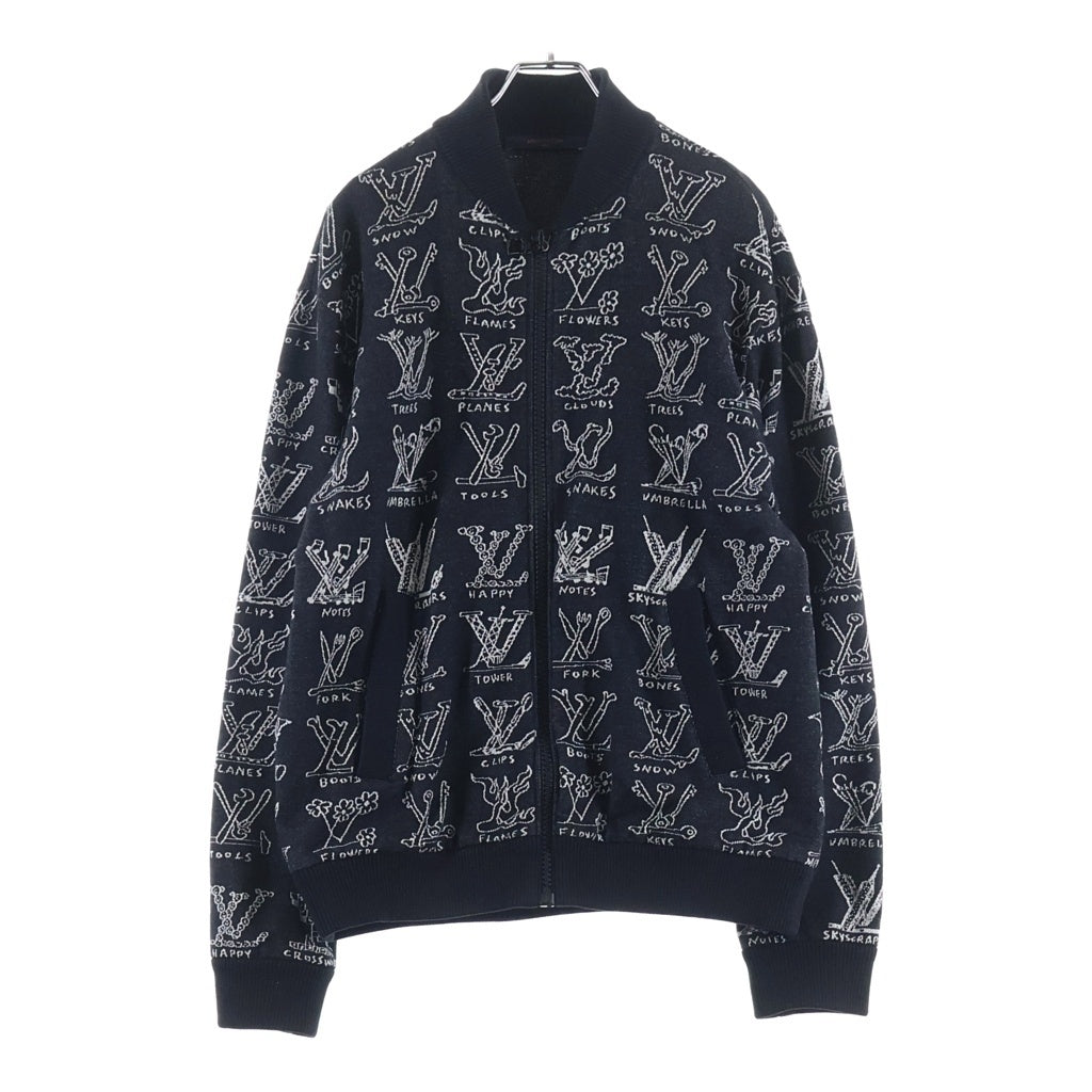 LOUIS VUITTON(ルイヴィトン) 21SS LVロゴ 総柄ジップアップニットジャケット ブラック RM211M ZMH HKY21W