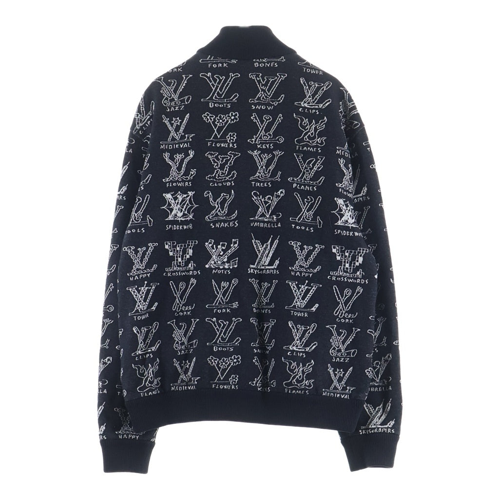 LOUIS VUITTON(ルイヴィトン) 21SS LVロゴ 総柄ジップアップニットジャケット ブラック RM211M ZMH HKY21W