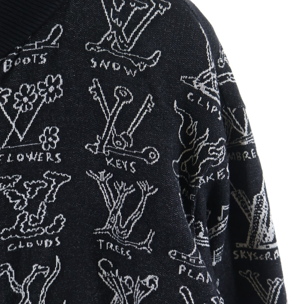 LOUIS VUITTON(ルイヴィトン) 21SS LVロゴ 総柄ジップアップニットジャケット ブラック RM211M ZMH HKY21W