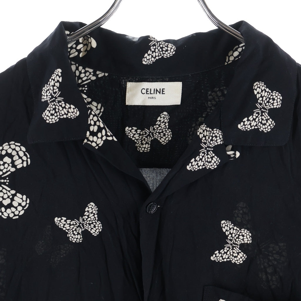 CELINE(セリーヌ) Butterfly Hawaiian Rayon バタフライ ハワイアン レーヨン半袖シャツ ブラック 2C946176W