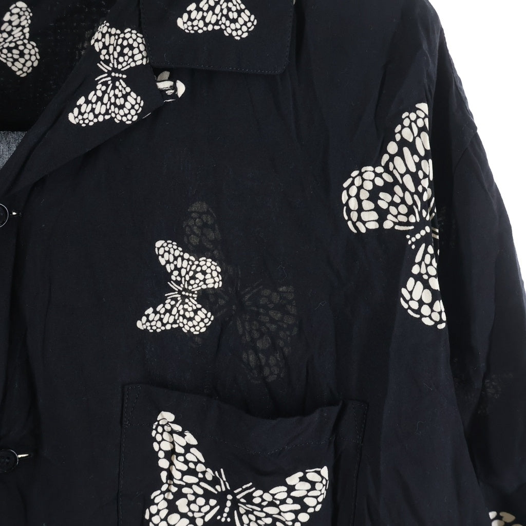 CELINE(セリーヌ) Butterfly Hawaiian Rayon バタフライ ハワイアン レーヨン半袖シャツ ブラック 2C946176W
