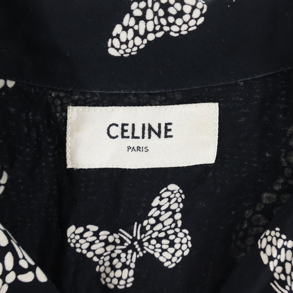 CELINE(セリーヌ) Butterfly Hawaiian Rayon バタフライ ハワイアン レーヨン半袖シャツ ブラック 2C946176W
