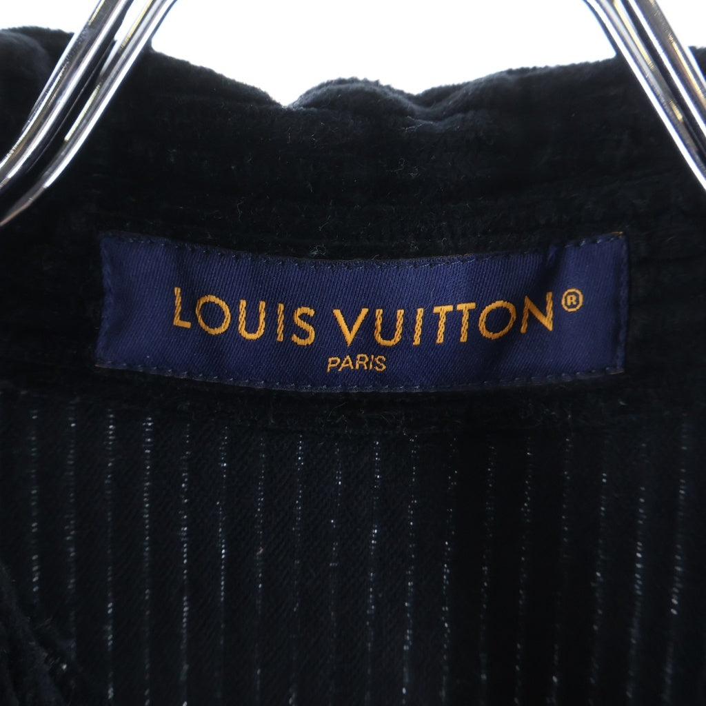 LOUIS VUITTON(ルイヴィトン) 25SS LVロゴ ラインストーン総柄 コーデュロイ長袖シャツ ブラック RM251M9-MPU-HSS35W