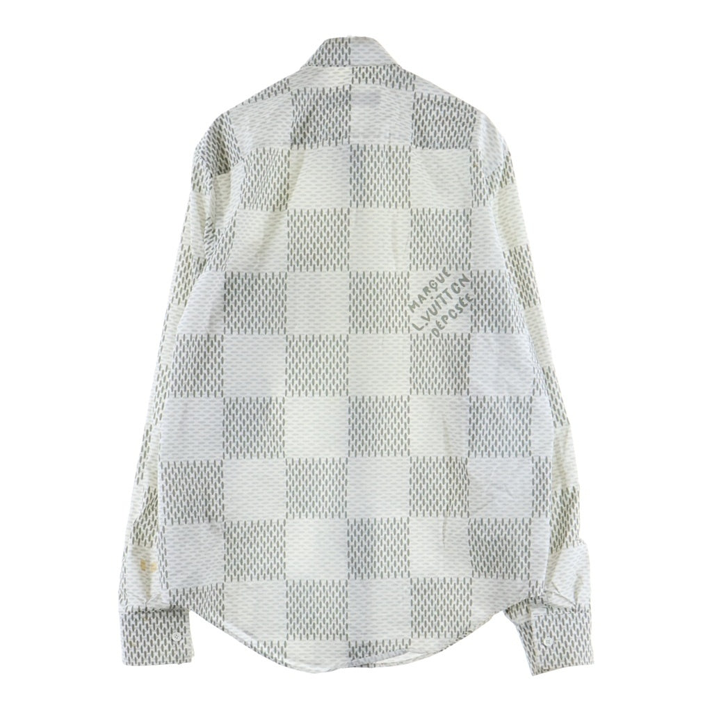 LOUIS VUITTON(ルイヴィトン) 24SS ダミエパターン ロングスリーブ 長袖シャツ ホワイト RM241-HQT-HQS81W
