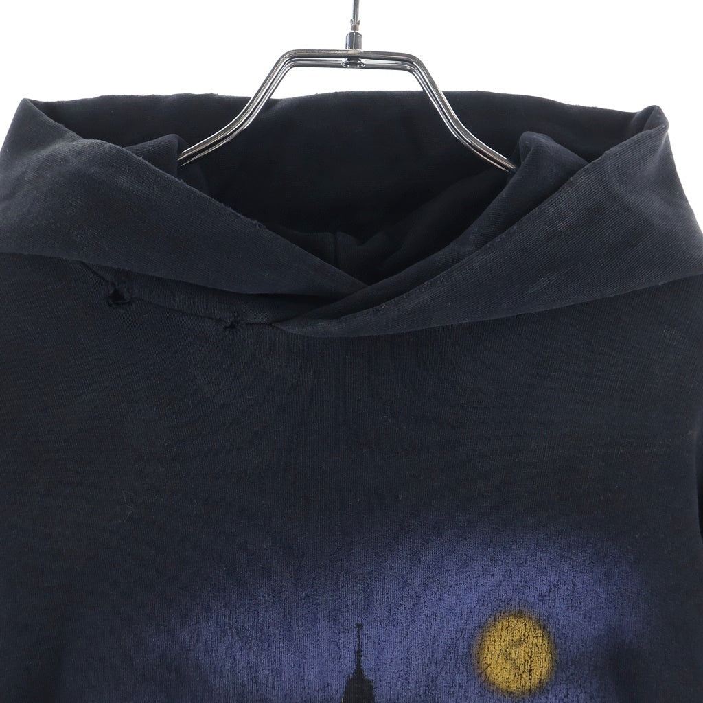 BALENCIAGA(バレンシアガ) 23AW PARIS MOON パリムーン ユーズド加工オーバーサイズプルオーバーパーカー ブラック 744462
