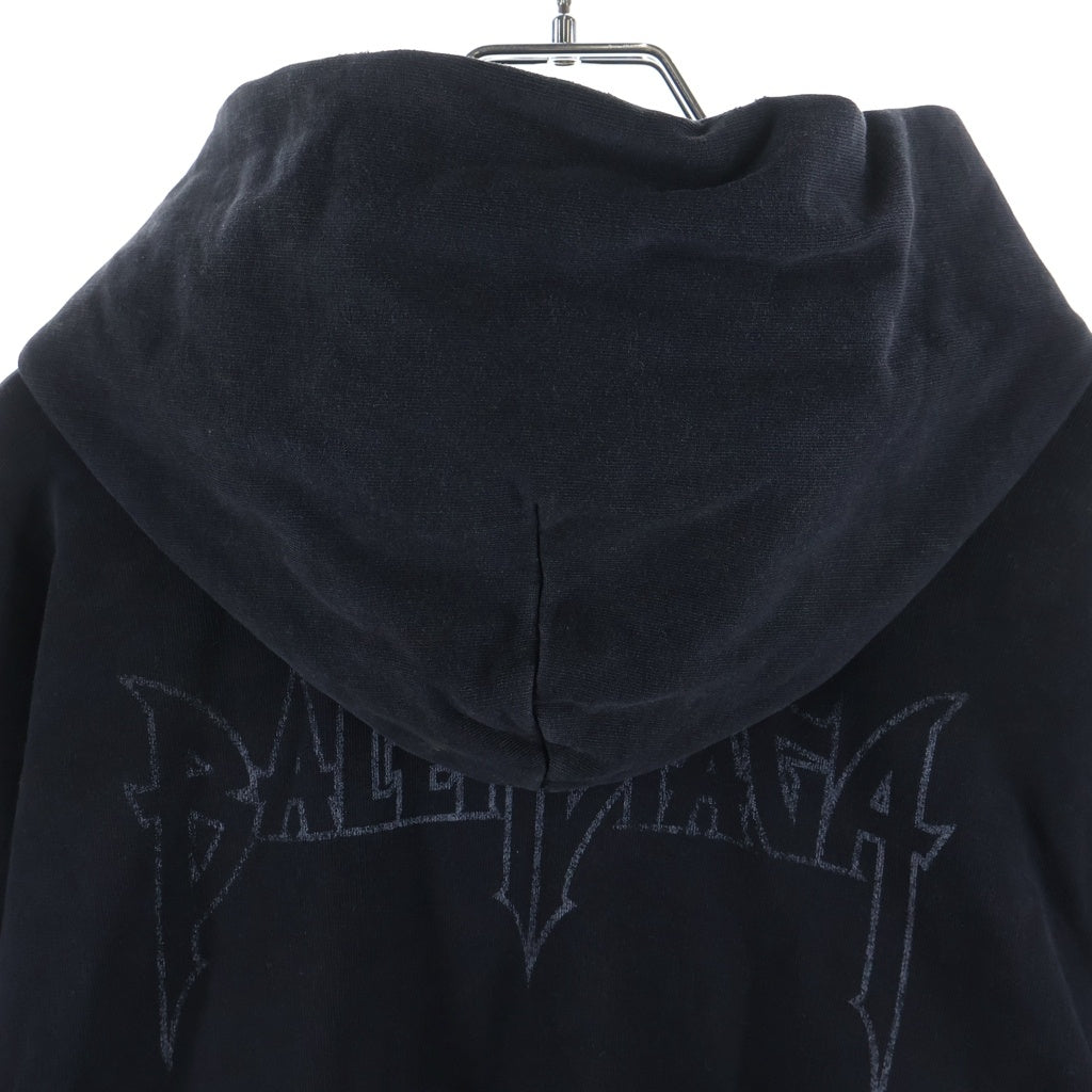 BALENCIAGA(バレンシアガ) 23AW PARIS MOON パリムーン ユーズド加工オーバーサイズプルオーバーパーカー ブラック 744462