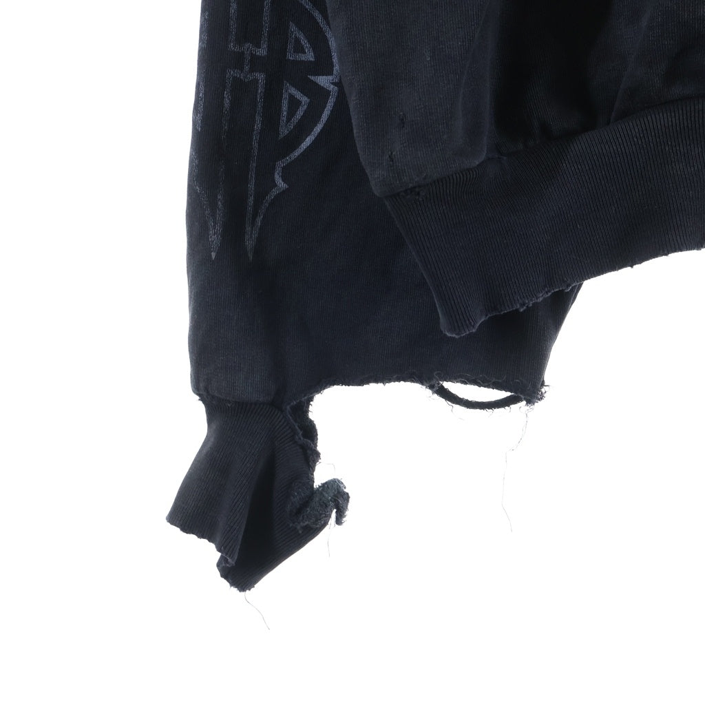 BALENCIAGA(バレンシアガ) 23AW PARIS MOON パリムーン ユーズド加工オーバーサイズプルオーバーパーカー ブラック 744462