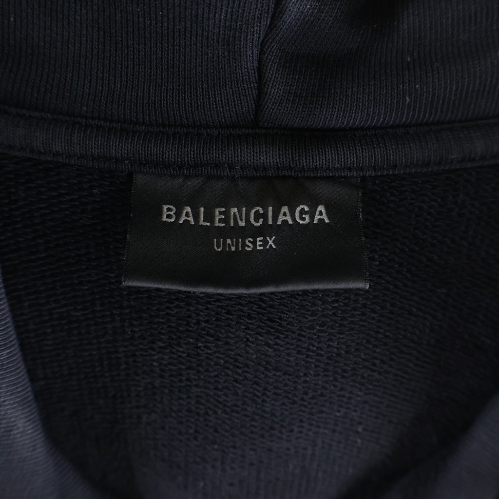 BALENCIAGA(バレンシアガ) 23AW PARIS MOON パリムーン ユーズド加工オーバーサイズプルオーバーパーカー ブラック 744462