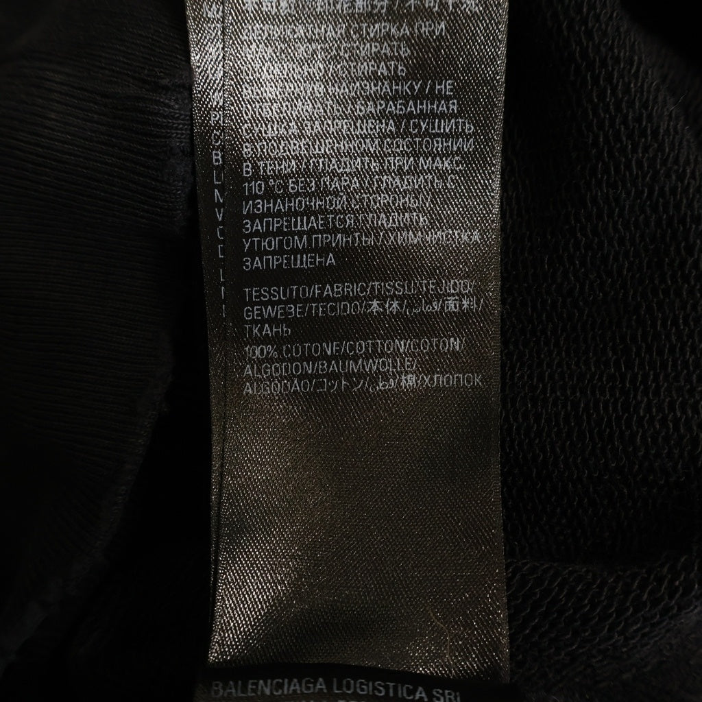 BALENCIAGA(バレンシアガ) 23AW PARIS MOON パリムーン ユーズド加工オーバーサイズプルオーバーパーカー ブラック 744462
