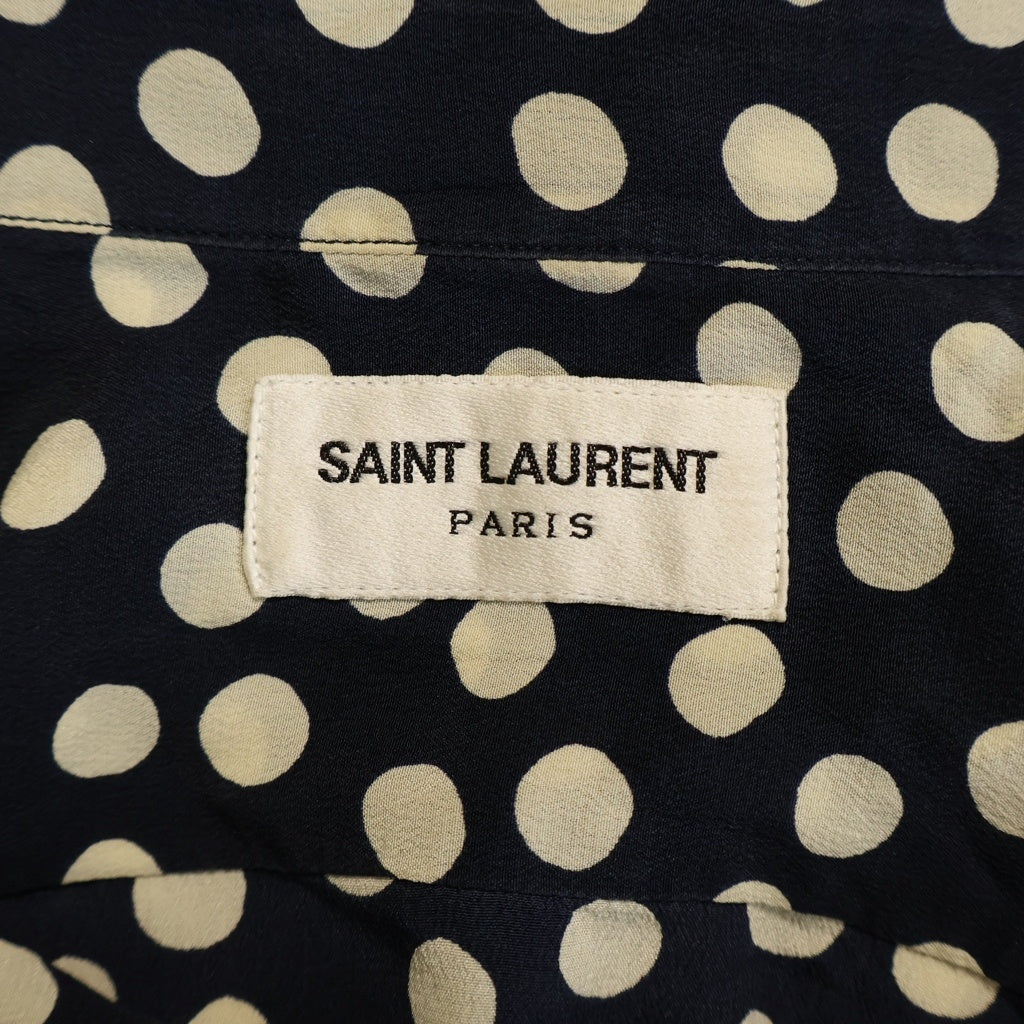 SAINT LAURENT PARIS(サンローランパリ) 19SSドットシルク総柄 長袖シャツ ブラック 564172 Y304V