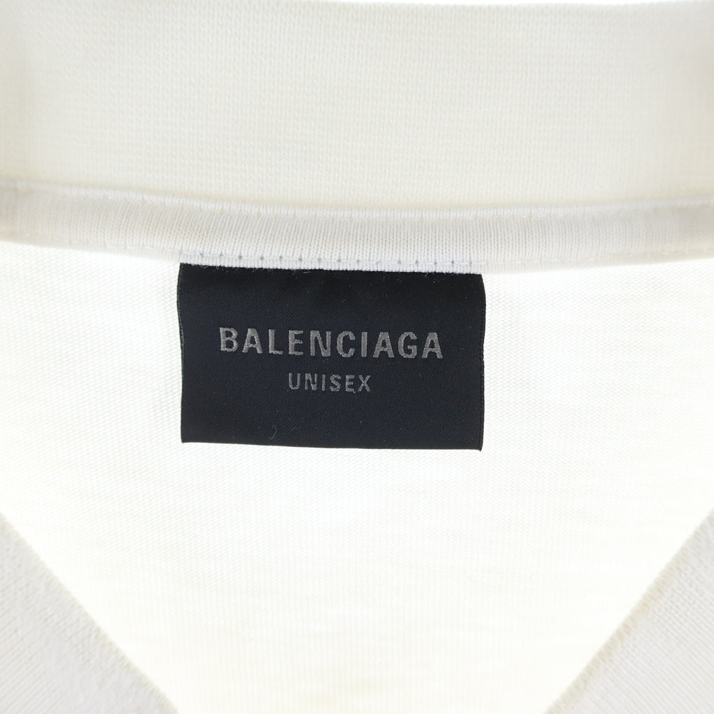 BALENCIAGA(バレンシアガ) ブランドロゴ バックプリント クルーネック 半袖Tシャツカットソー ホワイト 787349