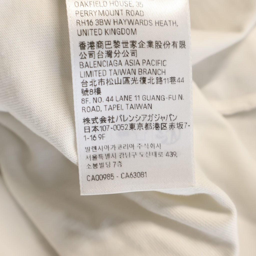 BALENCIAGA(バレンシアガ) ブランドロゴ バックプリント クルーネック 半袖Tシャツカットソー ホワイト 787349