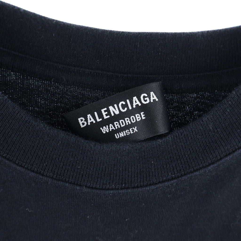 BALENCIAGA(バレンシアガ) 22AW ロゴ ダメージ加工 コットン クルーネック半袖Tシャツ カットソー 612966