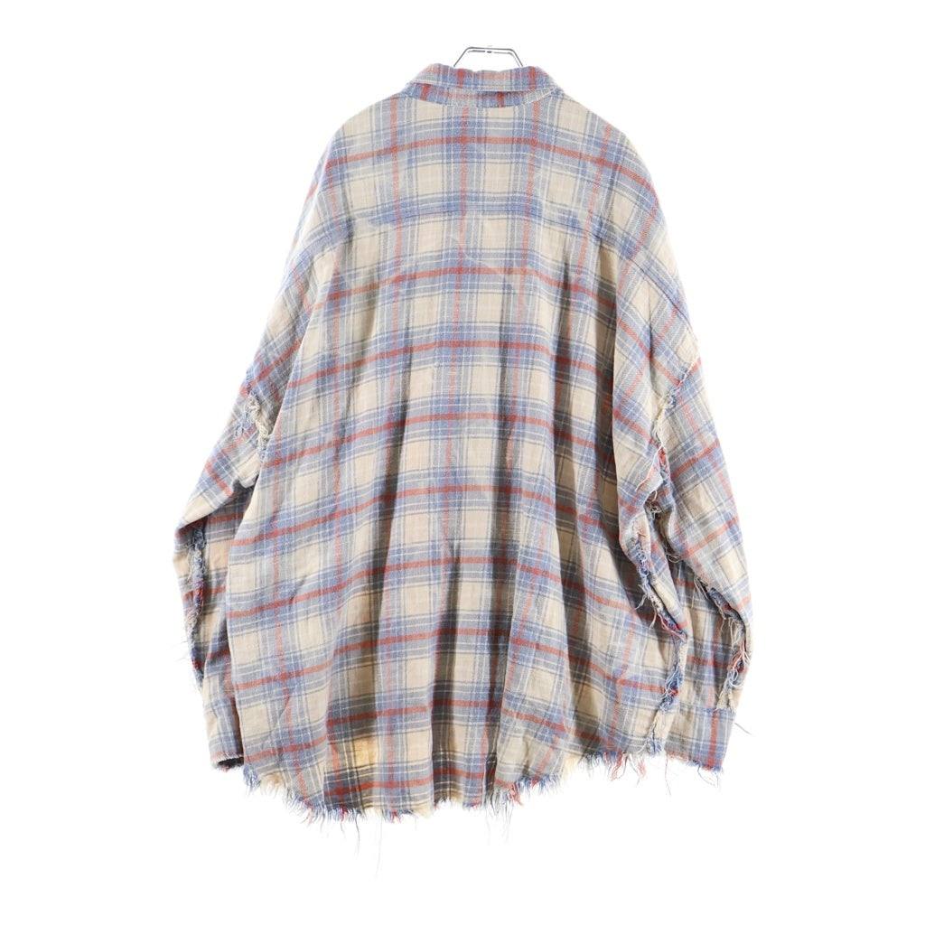R13(アールサーティーン) Shredded Seam Drop Neck Shirt ダメージ加工 チェックシャツ マルチカラー R13WR075-RR342B