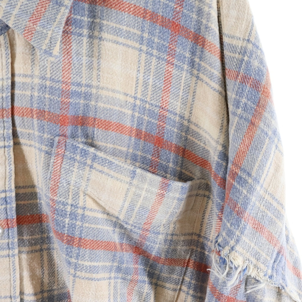 R13(アールサーティーン) Shredded Seam Drop Neck Shirt ダメージ加工 チェックシャツ マルチカラー R13WR075-RR342B
