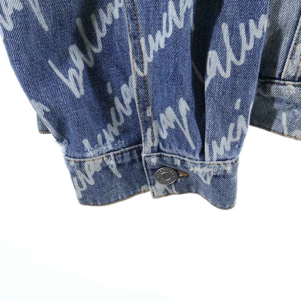 BALENCIAGA(バレンシアガ) 22SS ALLOVER LOGO オールオーバーロゴデニムジャケット 681690 TJW90 インディゴ